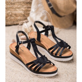 Mannika Sandalias de cuña cómodas negro 1 Mannika Sandalias de cuña cómodas negro 1