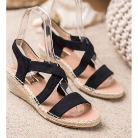 Renda Sandalias alpargatas de ante negro 2