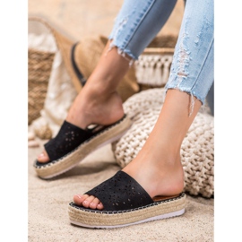 Nio Nio Zapatillas en una plataforma de paja negro 3