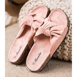 Renda Zapatillas cómodas con lazo rosado 4