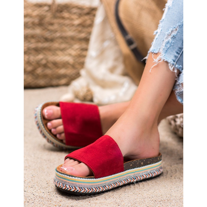 Renda Zapatillas en la plataforma rojo 2