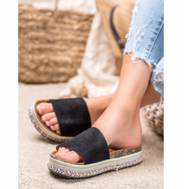 Renda Zapatillas en la plataforma negro 1