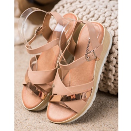 Renda Sandalias de cuña beige 4