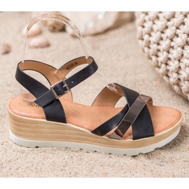 Renda Sandalias de cuña negro 1 Renda Sandalias de cuña negro 1