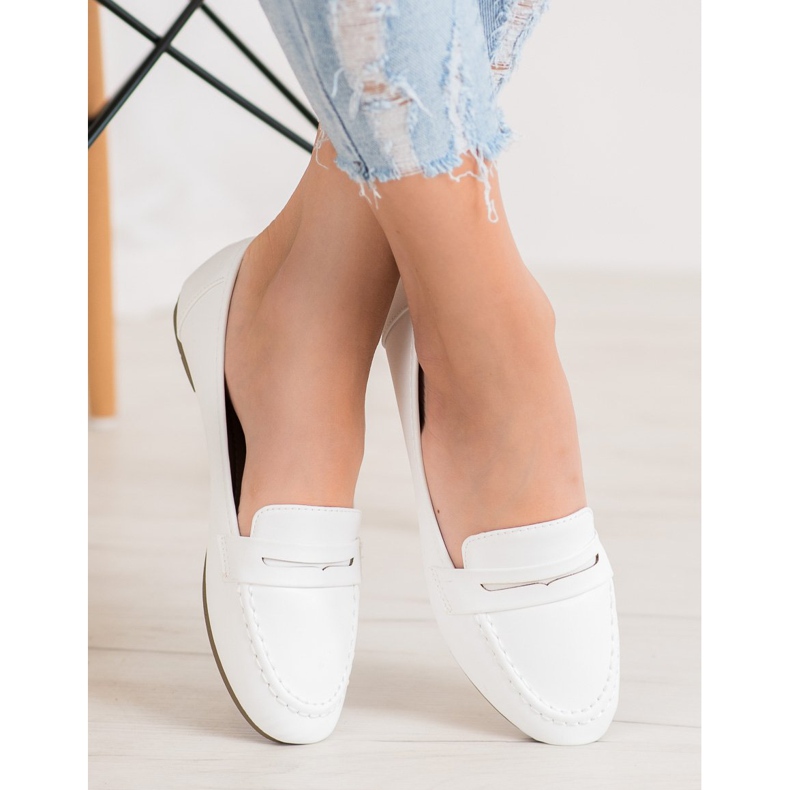 Diamantique Mocasines blancos con piel ecológica 1