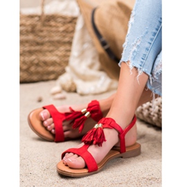 Renda Sandalias Con Flecos rojo 1