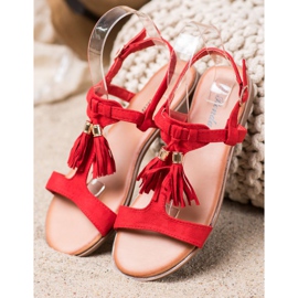 Renda Sandalias Con Flecos rojo 2