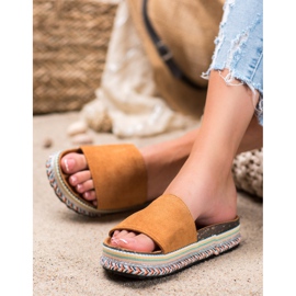 Renda Zapatillas en la plataforma marrón 2