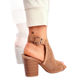 Bellucci Botas de calado para mujer Peep Toe Beige Paradise 1