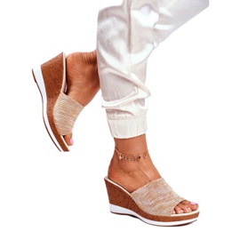 Pantuflas Mujer Con Cuña Sergio Leone Beige SK320 dorado 2