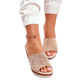Pantuflas Mujer Con Cuña Sergio Leone Beige SK320 dorado 3