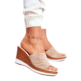 Pantuflas Mujer Con Cuña Sergio Leone Beige SK320 dorado 1