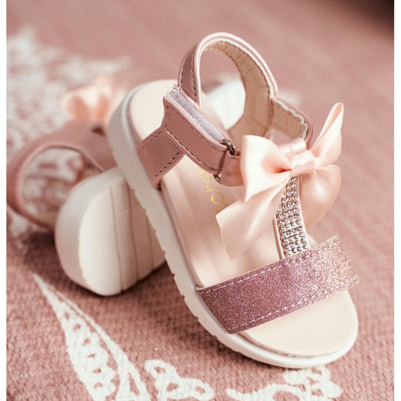 FRROCK Sandalias Infantiles Con Velcro Para Niña Champagne Bella multicolor rosado 2