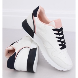 Zapatillas deportivas de mujer blancas BK938 WHITE / NAVY blanco azul marino 4