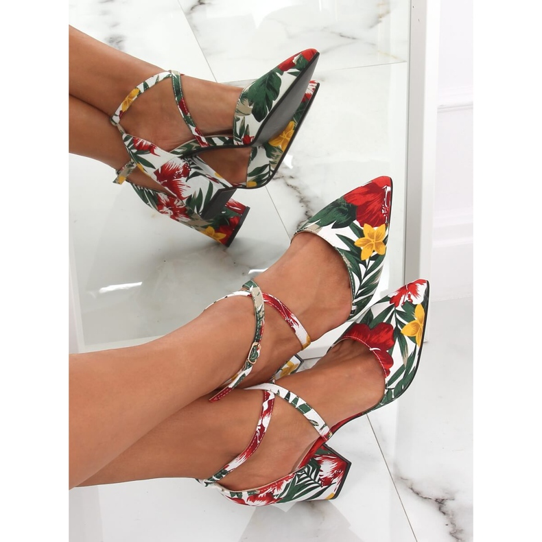 Zapatos de salón floridos NC950 Blanco multicolor 2 Zapatos de salón floridos NC950 Blanco multicolor 2