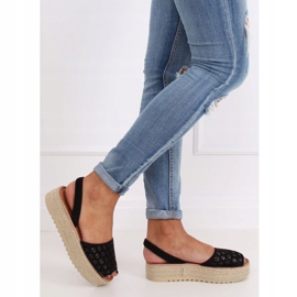 Black WH931 Sandalias de alpargatas caladas negras negro 2
