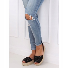 Black WH931 Sandalias de alpargatas caladas negras negro 1