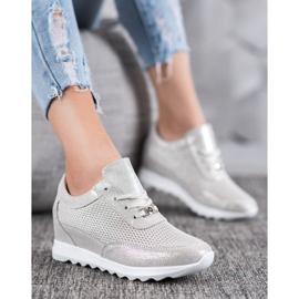 Zapatillas VINCEZA de piel brillante gris 3