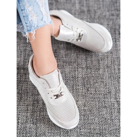Zapatillas VINCEZA de piel brillante gris 4