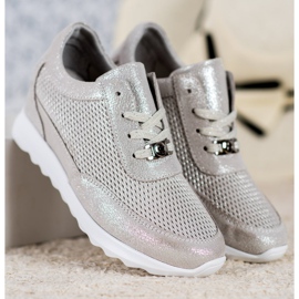 Zapatillas VINCEZA de piel brillante gris 5