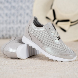Zapatillas VINCEZA de piel brillante gris 1