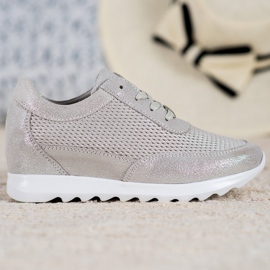 Zapatillas VINCEZA de piel brillante gris 2