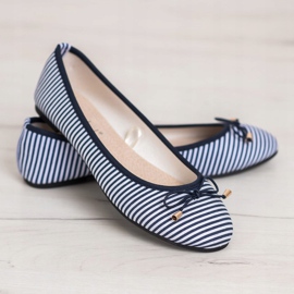 SHELOVET Bailarina de rayas blanco azul marino 2
