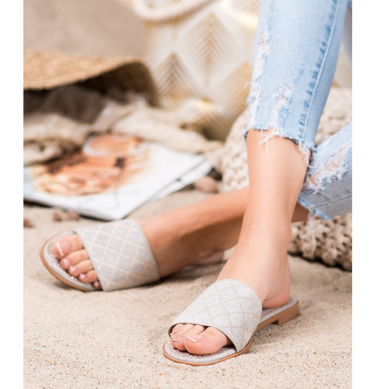 SHELOVET Pantuflas de gamuza elegantes gris 1