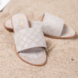 SHELOVET Pantuflas de gamuza elegantes gris 5