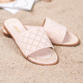SHELOVET Pantuflas de gamuza elegantes rosa 2