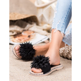 Anesia Paris Zapatillas con estilo con adorno negro 1