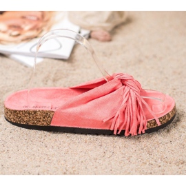 Bestelle Pantuflas de Ante con Flecos rojo 3