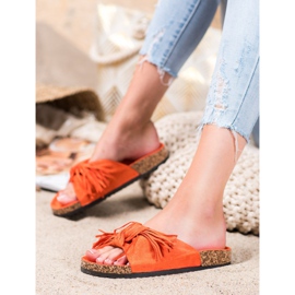 Bestelle Pantuflas de Ante con Flecos naranja 2