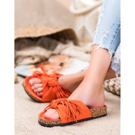 Bestelle Pantuflas de Ante con Flecos naranja 1