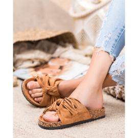 Bestelle Pantuflas de Ante con Flecos marrón 2