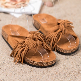 Bestelle Pantuflas de Ante con Flecos marrón 3