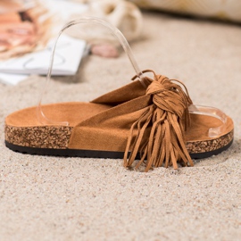 Bestelle Pantuflas de Ante con Flecos marrón 4