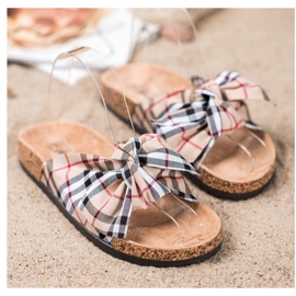 Bona Pantuflas Con Lazo A Cuadros beige multicolor 3
