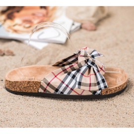 Bona Pantuflas Con Lazo A Cuadros beige multicolor 4