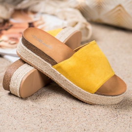 Renda Zapatillas de ante en la plataforma amarillo 4