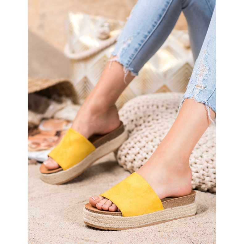 Renda Zapatillas de ante en la plataforma amarillo 2