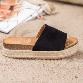 Renda Zapatillas de ante en la plataforma negro 2