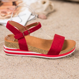 Renda Sandalias de gamuza casual rojo 2