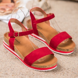 Renda Sandalias de gamuza casual rojo 3