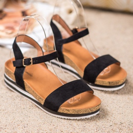 Renda Sandalias de gamuza casual negro 1