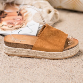 Renda Zapatillas de ante en la plataforma marrón 3