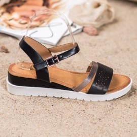 Renda Sandalias de cuña con cuero ecológico negro 2