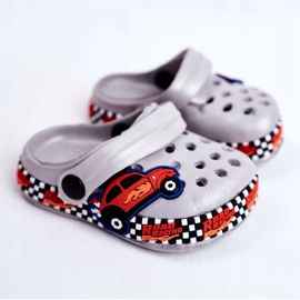 Giolan Zapatillas de Espuma para Niños Kroks Grey Road Racing rojo naranja gris 1