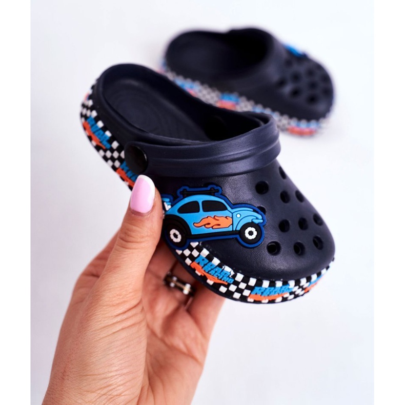 Giolan Pantuflas Niños Foam Crocs Azul Marino Road Racing naranja 1