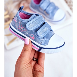 PL1 Zapatilla Infantil Azul Junalo Velcro rosado 2